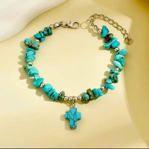 NWT—Turquoise Handmade Cross Bracelet